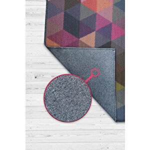 Şimdi Değilse Ne Zaman Geometrik Desenli Salon Halısı Çok Renkli Oturma Odası Halısı 80x120 cm