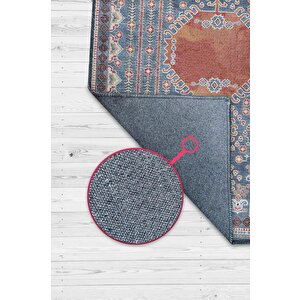Omg Etnik Desenli Halı Geometrik Salon Halısı Çok Renkli Oturma Odası Halısı Bordürlü Halı 80x120 cm