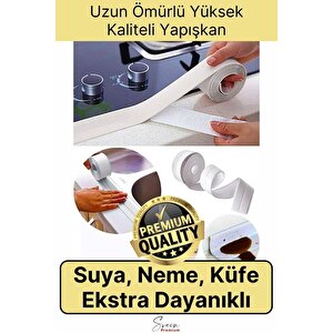 Su Sızdırmaz Geçirmez Dayanıklı Lavabo Tezgah Küvet Duş Banyo Mutfak Pencere Kenar Bandı 3,2 Mt