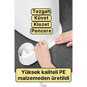 Su Sızdırmaz Geçirmez Dayanıklı Lavabo Tezgah Küvet Duş Banyo Mutfak Pencere Kenar Bandı 3,2 Mt