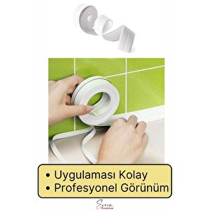 Su Sızdırmaz Geçirmez Dayanıklı Lavabo Tezgah Küvet Duş Banyo Mutfak Pencere Kenar Bandı 3,2 Mt
