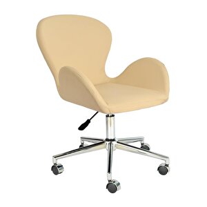 Bürocci Roberta Metal Ayaklı Çalışma Koltuğu-krem Deri-2069a0115