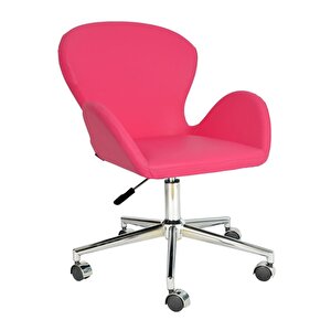 Bürocci Roberta Metal Ayaklı Çalışma Koltuğu-pembe Deri-2069a0120 Pembe