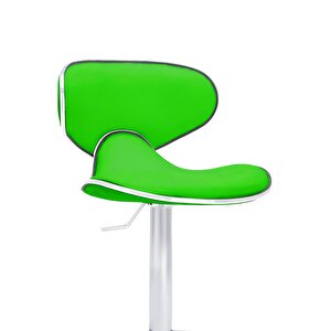 Bürocci Zen Bar Taburesi - Yeşil Modern Deri Metal Ayaklı Yüksek Tezgah Sandalyesi - 9549s0513 Yeşil