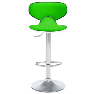 Bürocci Zen Bar Taburesi - Yeşil Modern Deri Metal Ayaklı Yüksek Tezgah Sandalyesi - 9549s0513