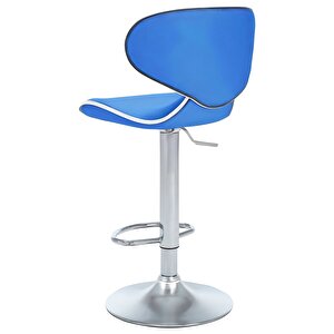Bürocci Zen Bar Taburesi - Mavi Modern Deri Metal Ayaklı Yüksek Tezgah Sandalyesi - 9549s0514 Mavi