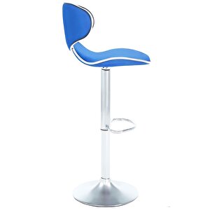 Bürocci Zen Bar Taburesi - Mavi Modern Deri Metal Ayaklı Yüksek Tezgah Sandalyesi - 9549s0514