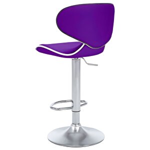 Bürocci Zen Bar Taburesi - Mor Modern Deri Metal Ayaklı Yüksek Tezgah Sandalyesi - 9549s0515 Mor