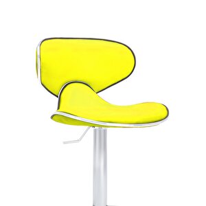 Bürocci Zen Bar Taburesi - Sarı Modern Deri Metal Ayaklı Yüksek Tezgah Sandalyesi - 9549s0512 Sarı