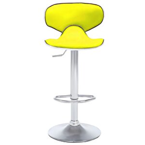 Bürocci Zen Bar Taburesi - Sarı Modern Deri Metal Ayaklı Yüksek Tezgah Sandalyesi - 9549s0512