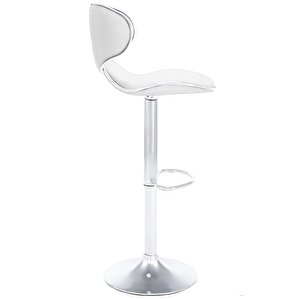 Bürocci Zen Bar Taburesi - Beyaz Modern Deri Metal Ayaklı Yüksek Tezgah Sandalyesi - 9549s0486