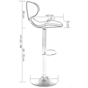 Bürocci Zen Bar Taburesi - Beyaz Modern Deri Metal Ayaklı Yüksek Tezgah Sandalyesi - 9549s0486