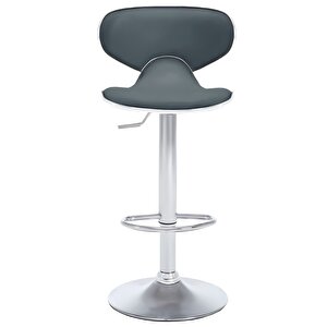 Bürocci Zen Bar Taburesi - Antrasit Modern Deri Metal Ayaklı Yüksek Tezgah Sandalyesi - 9549s0517