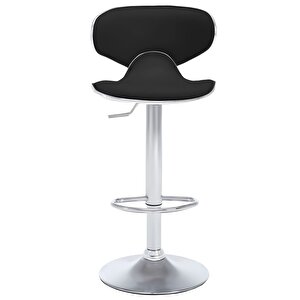 Bürocci Zen Bar Taburesi - Siyah Modern Deri Metal Ayaklı Yüksek Tezgah Sandalyesi - 9549s0481