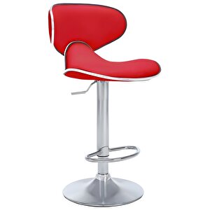 Bürocci Zen Bar Taburesi - Kırmızı Modern Deri Metal Ayaklı Yüksek Tezgah Sandalyesi - 9549s0511 Kırmızı