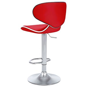 Bürocci Zen Bar Taburesi - Kırmızı Modern Deri Metal Ayaklı Yüksek Tezgah Sandalyesi - 9549s0511 Kırmızı