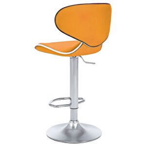 Bürocci Zen Bar Taburesi - Turuncu Modern Deri Metal Ayaklı Yüksek Tezgah Sandalyesi - 9549s0516 Turuncu