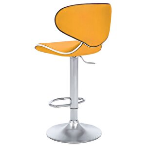 Bürocci Zen Bar Taburesi - Hardal Modern Deri Metal Ayaklı Yüksek Tezgah Sandalyesi - 9549s0492 Hardal