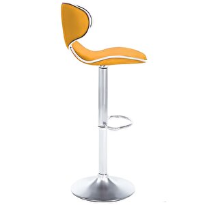 Bürocci Zen Bar Taburesi - Hardal Modern Deri Metal Ayaklı Yüksek Tezgah Sandalyesi - 9549s0492