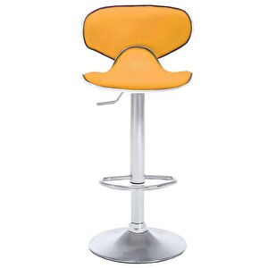 Bürocci Zen Bar Taburesi - Hardal Modern Deri Metal Ayaklı Yüksek Tezgah Sandalyesi - 9549s0492