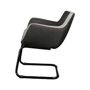 Bürocci Comfort Siyah Metal Ayaklı Misafir Koltuğu- İki Ton Gri Kumaş-2244j1110