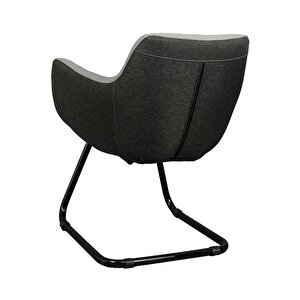 Bürocci Comfort Siyah Metal Ayaklı Misafir Koltuğu- İki Ton Gri Kumaş-2244j1110
