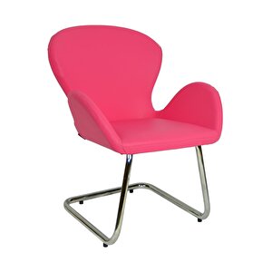 Bürocci Roberta Kromajlı Z Ayaklı Misafir Koltuğu-pembe Deri-2069j0120 Pembe