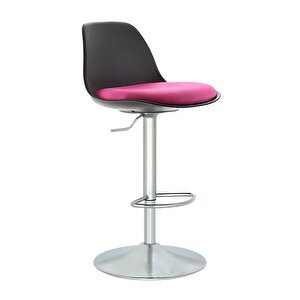 Bürocci Nadya Bar Sandalyesi - Pembe Deri - Metal Ayaklı Bar Taburesi - 9537s0120 Pembe