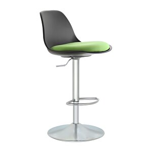 Bürocci Nadya Bar Sandalyesi - Yeşil Deri - Metal Ayaklı Bar Taburesi - 9537s0110 Yeşil