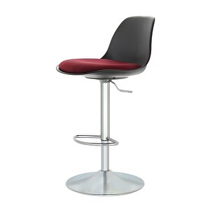 Bürocci Nadya Bar Sandalyesi - Bordo Deri - Metal Ayaklı Bar Taburesi - 9537s0102