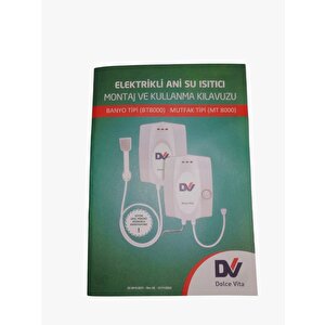 Dolce Vita Mt8000 Banyo Ve Mutfak Uyumlu Şofben 3mt Kablolu Tam Takım Set