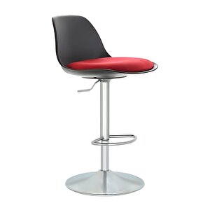 Bürocci Nadya Bar Sandalyesi - Kırmızı Deri - Metal Ayaklı Bar Taburesi - 9537s0116 Kırmızı
