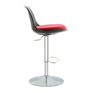 Bürocci Nadya Bar Sandalyesi - Kırmızı Deri - Metal Ayaklı Bar Taburesi - 9537s0116 Kırmızı