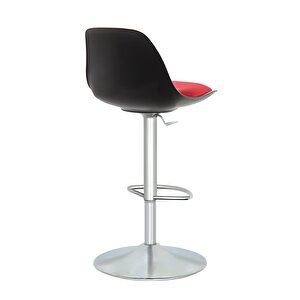 Bürocci Nadya Bar Sandalyesi - Kırmızı Deri - Metal Ayaklı Bar Taburesi - 9537s0116 Kırmızı