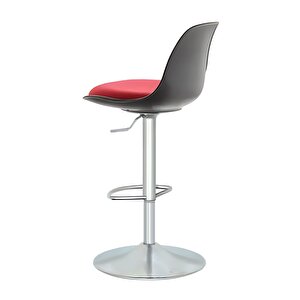 Bürocci Nadya Bar Sandalyesi - Kırmızı Deri - Metal Ayaklı Bar Taburesi - 9537s0116