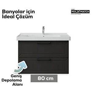 D20 2 Çekmeceli Lavabo Dolabı Antrasit