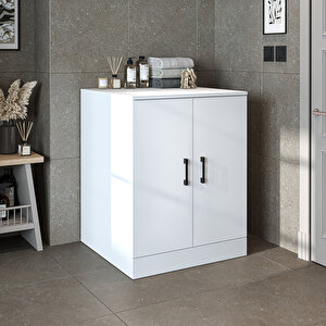 Çamaşır-kurutma Makinesi Alt Dolabı Kapaklı Banyo Alt Dolap Beyaz