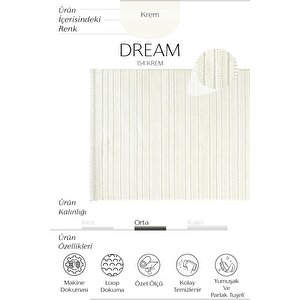 Cool Halı Dream 154 Krem Kesme Halı Yolluk Koridor Halısı Dokuma Mutfak Halısı Çocuk Odası Halısı