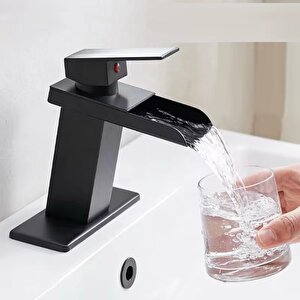 Lavabo Bataryasi Mat Si̇yah Şelale Kare Gövde Eği̇mli̇ Havza Banyo Armatür Çi̇ft Gi̇ri̇ş Lüks Ergonami̇k