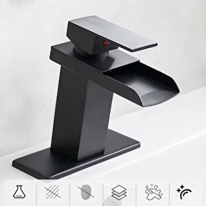 Lavabo Bataryasi Mat Si̇yah Şelale Kare Gövde Eği̇mli̇ Havza Banyo Armatür Çi̇ft Gi̇ri̇ş Lüks Ergonami̇k