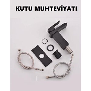 Lavabo Bataryasi Mat Si̇yah Şelale Kare Gövde Eği̇mli̇ Havza Banyo Armatür Çi̇ft Gi̇ri̇ş Lüks Ergonami̇k