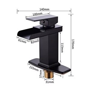 Lavabo Bataryasi Mat Si̇yah Şelale Kare Gövde Eği̇mli̇ Havza Banyo Armatür Çi̇ft Gi̇ri̇ş Lüks Ergonami̇k