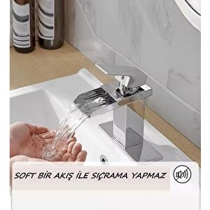 Lavabo Bataryasi Krom Şelale Kare Gövde Eği̇mli̇ Havza Banyo Armatür Çi̇ft Gi̇ri̇ş Lüks Ergonami̇k