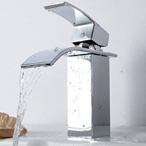 Lavabo Bataryasi Krom Şelale Kare Gövde Eği̇mli̇ Havza Banyo Armatür Çi̇ft Gi̇ri̇ş Musluk Lüks Ergonami̇k