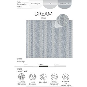 Dream 151 Gri Kesme Halı Yolluk Koridor Halısı Dokuma Mutfak Halısı Çocuk Odası Halısı 160x250 cm