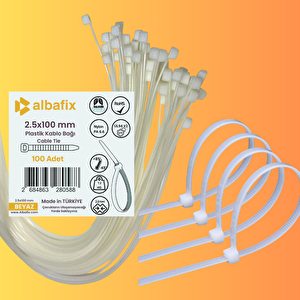 2.5x100 Mm Şeffaf Beyaz Plastik Kablo Bağı Klipsi Cırt Kelepçe 100 Adet (Min 20 Paket)