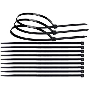 3.6x370 Mm Siyah Plastik Kablo Bağı Klipsi Cırt Kelepçe 100 Adet