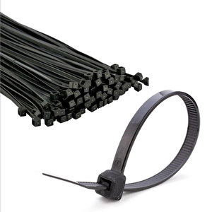 3.6x370 Mm Siyah Plastik Kablo Bağı Klipsi Cırt Kelepçe 100 Adet