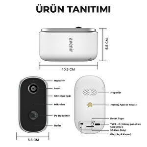 Av-s270 Solar Panelli Güneş Enerjili Kablosuz Dış Ortam Akıllı Sesli Bullet  Wifi Kamera
