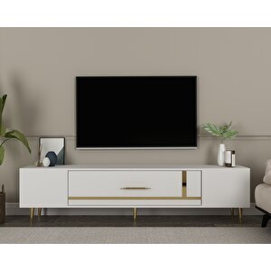 Şuşa Tv Sehpası Tv Ünitesi Beyaz Altın